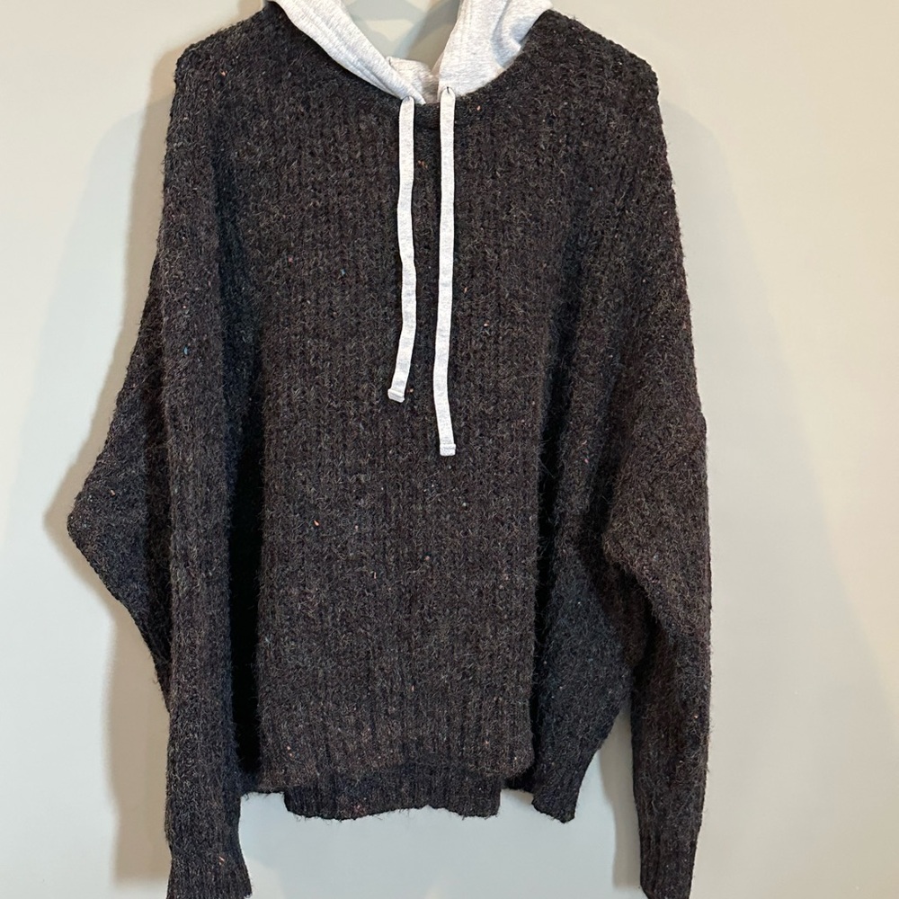 Aerie multicolor hooded Sweater with Textured Knit